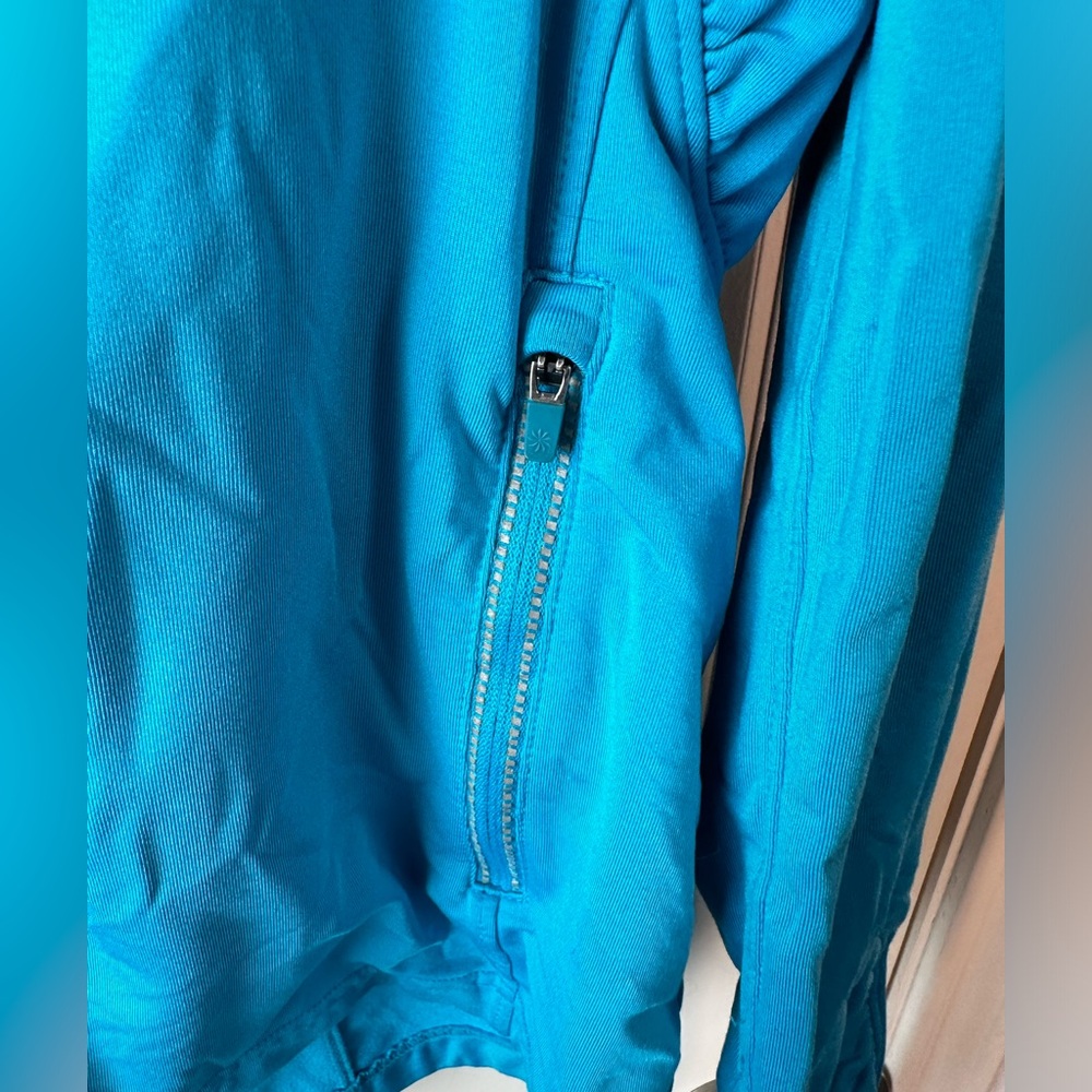 Athleta “Half Mile” Running Zip Up Jacket with Hoodie in Breaker size large - Picture 4 of 16